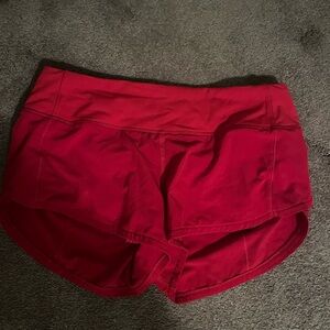 Dark red lululemon shorts